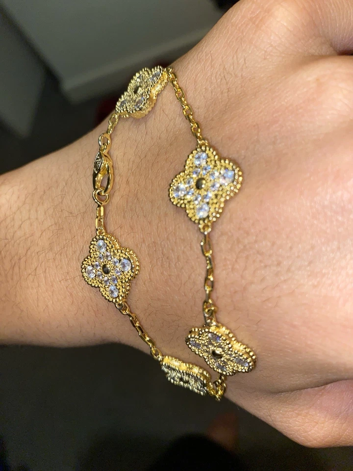 Gold Plated Moisanite Diamond Bracelet 925 Sterling Silver - Image 3 of 4