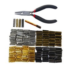 Gammsek 200Pcs Shoelace Aglets, Pliers Tool for DIY shoes Metal 3mm, Gold
