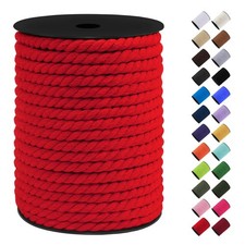 Cotton Macrame Cord 8mm x 131ft, Thick Colored Craft Yarn, 3 Strand Twisted C...