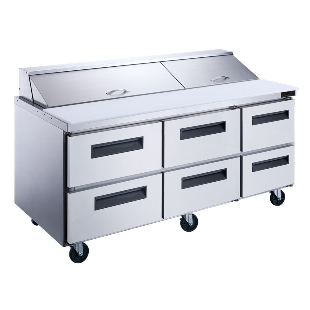 Dukers DSP72-18-D6 72" 6-Drawer Salad Prep Table Refrigerator - NEW