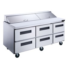Dukers DSP72-18-D6 72" 6-Drawer Salad Prep Table Refrigerator - NEW