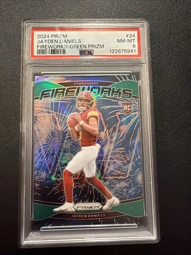 2024 Panini Prizm - Fireworks Jayden Daniels #24 Green Prizm (RC)