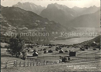 Amden Walensee SG Panorama Blick gegen Glarneralpen Walensee