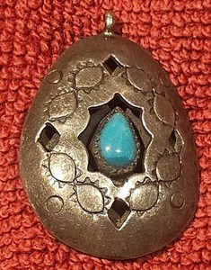 Vintage Turquoise Southwestern Pendant Jewelry Sterling Silver