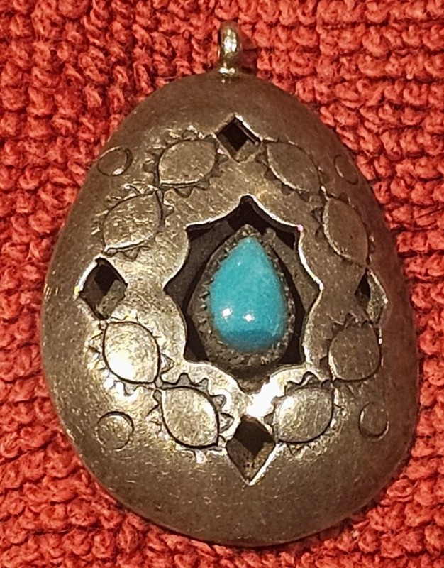 Vintage Turquoise Southwestern Pendant Jewelry Sterling Silver