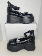 Womens Platform Ankle Boots  Gothic Punk Combat Style Bow  Strap Details Size 43