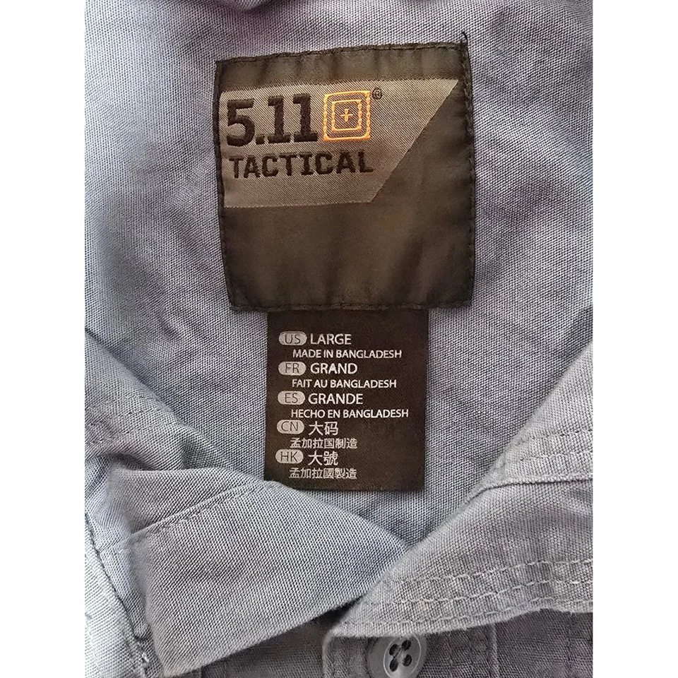 5.11 Tactical Mens Long Sleeve Shirt Blue Work Utility Button Up Large - Image 2 of 4