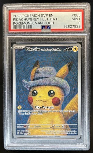2023 Pokemon X Van Gogh Pikachu With Grey Felt Hat Black Star Promo #085 PSA 9