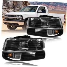 Headlight Assembly, Compatible with 1999 Black Housing Amber Reflector w/o LED