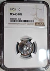 NGC MS-63 BN 1903 Indian Head Cent, Beautifully Toned specimen.