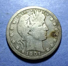 1901-O Barber Quarter  VG details