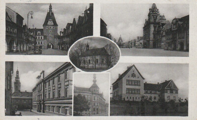 Postcard Taus / Domažlice 1943 - multi-picture card, field post Plzeňský kraj Bohemia