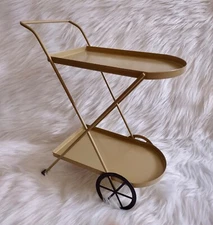 Target Bullseye Playground Gold 2-Tier Mini Coffee Bar Cart Kitchen Decor Metal