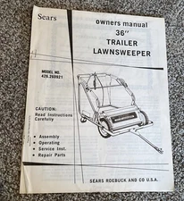 Sears 36 “ Trailer LawnSweeper Manual Owner & Parts 426.260921