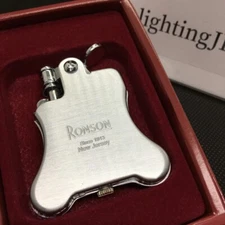 Ronson Flint Oil Lighter Banjo Plain Pattern Silver Chrome Satin Brass Japan