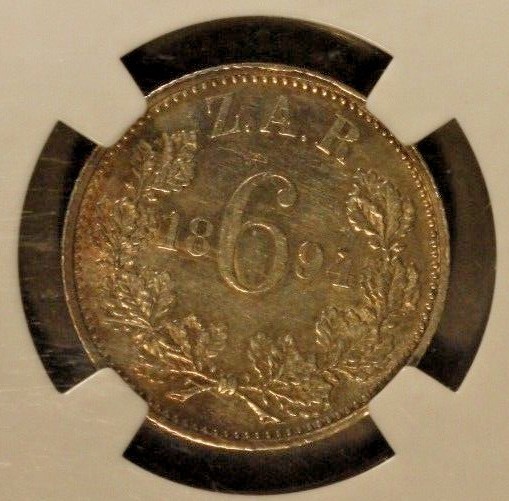 1894 South Africa 6 Pence NGC AU Details Hairlines XF Cat=$325 | eBay