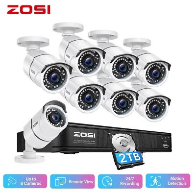ZOSI 8CH 5MP Lite DVR Wired 1080P Security CCTV Camera System 120ft IR Night