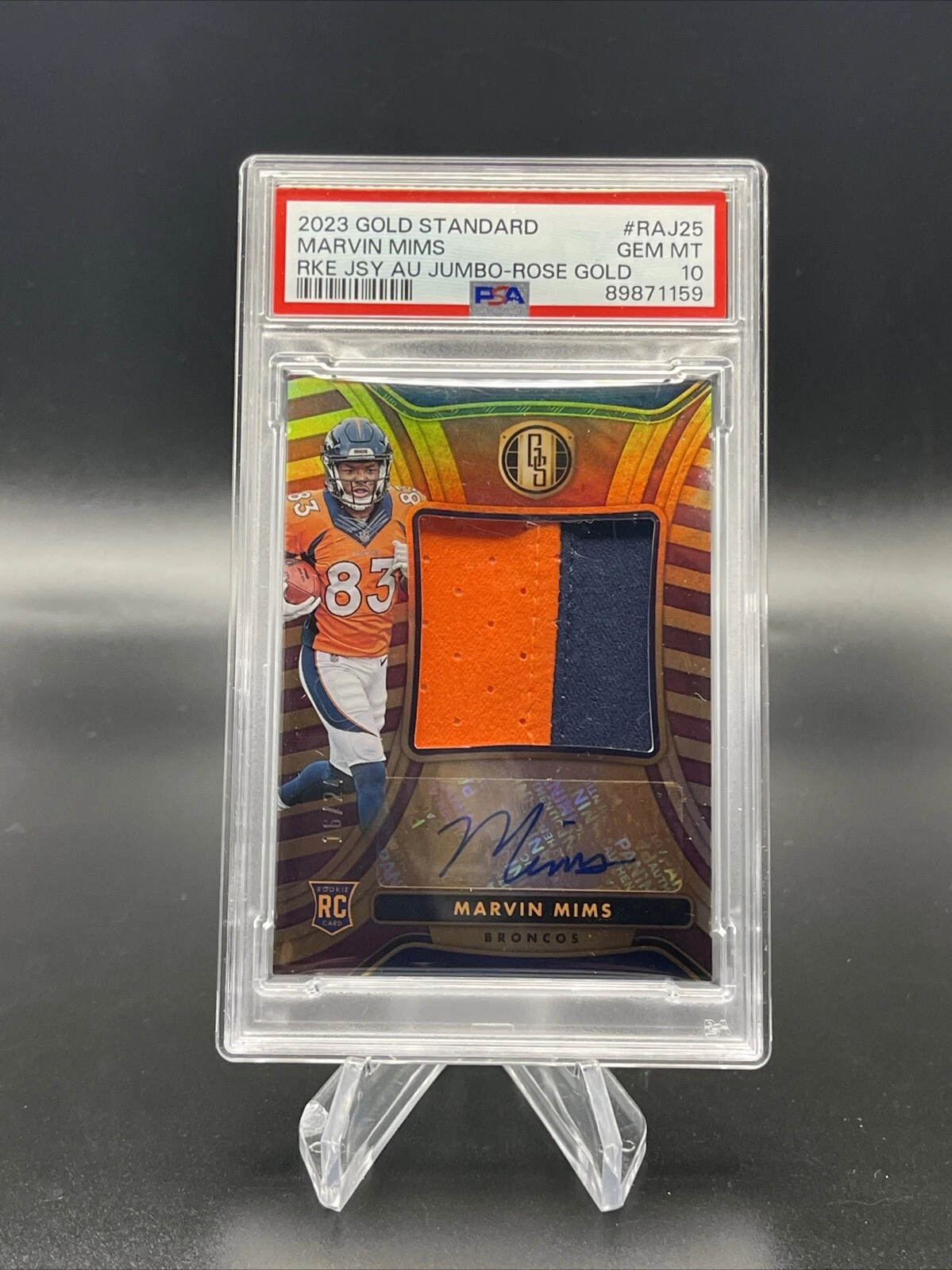 Marvin Mims Panini Gold Standard Rookie Jersey Autographs Jumbo #RAJ25 Rose Gold