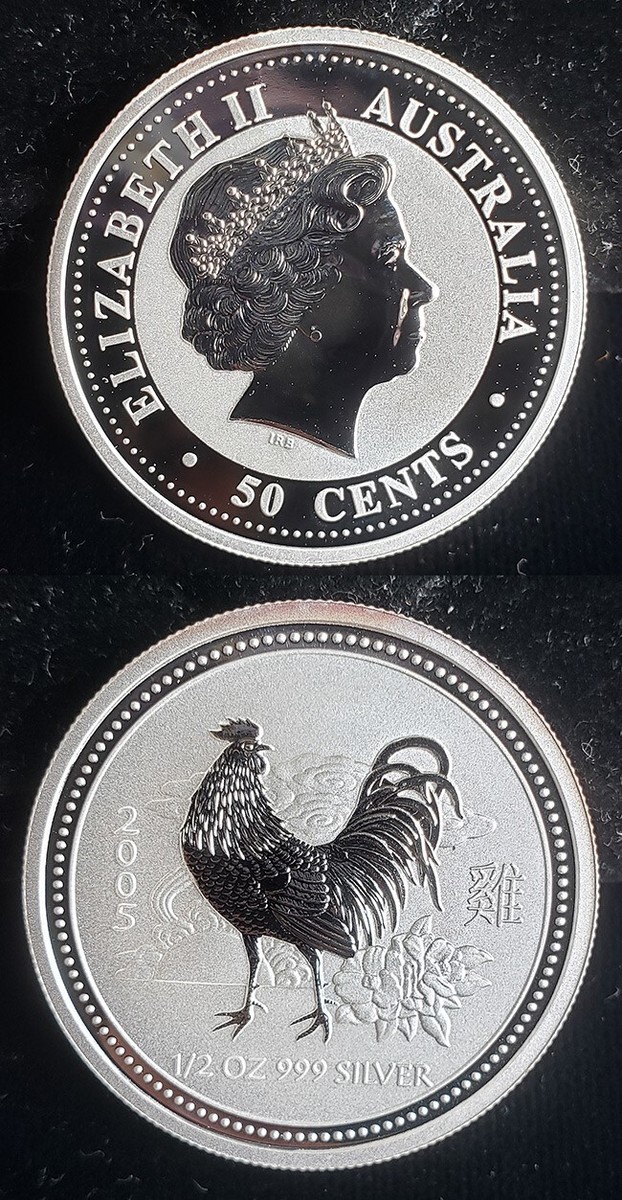 2005 Lunar Year Of The Rooster 1/2 oz Silver Coin Series 1 By