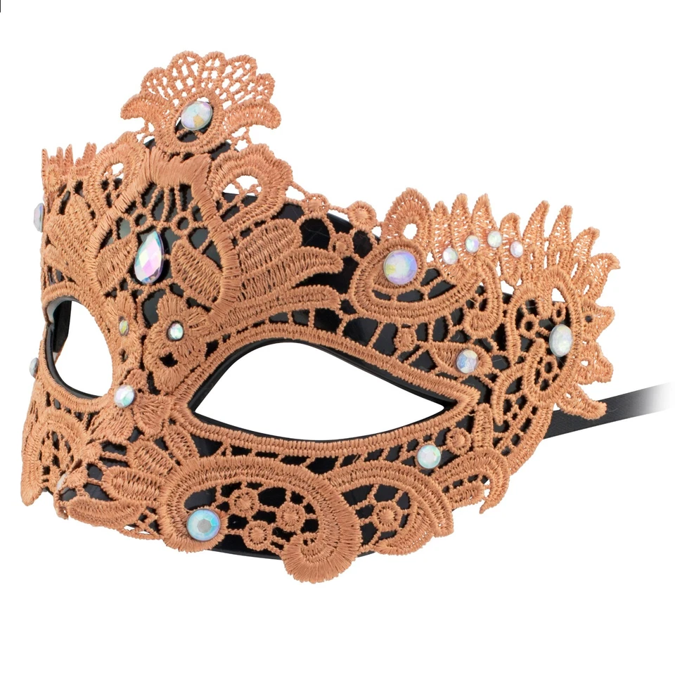 WOMENS MASQUERADE Mask Venetian Lace Diamante | FILIGREE | Fancy Dress PROM BALL - Image 4 of 4