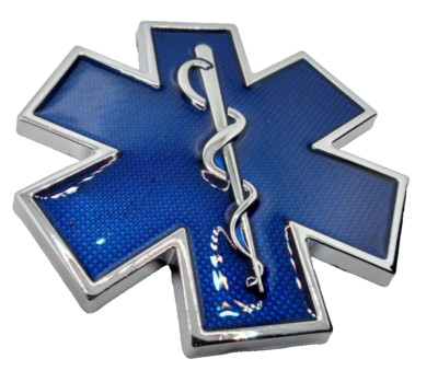 3D Stern des Lebens Rettungsdienst Metall Aufkleber KFZ Auto Emblem Blau Silber