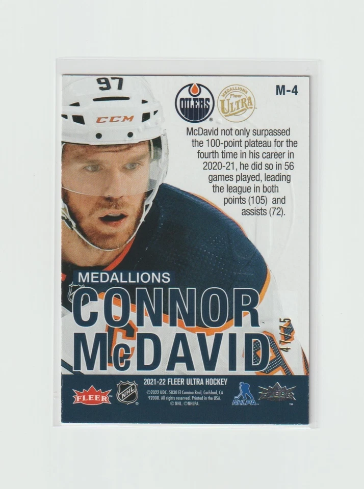 Medallones Fleer Ultra 2021-22 Titian Connor McDavid 47/75 Foto 2 de 2