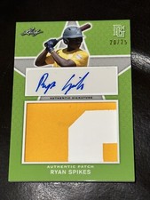 RYAN SPIKES 2020 Leaf Perfect Game Jersey Patch AUTOGRAPH #20/25 Tampa Bay Rays