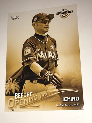 Ichiro Suzuki Topps 2018 Opening Day 5x7 Gold 06/10 BOD-1 Miami Marlins