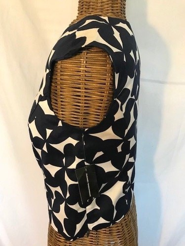 INC INTERNATIONAL CONCEPTS - DARK BLUE WHITE SLEEVELESS BLOUSE - 0 - Picture 3 of 3