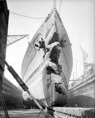 HMS King George V (41) After Collision with HMS Punjabi May 1, 1942 Photo
