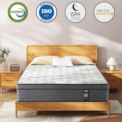 Twin XL Size Mattress 14'' Hybrid Spring Mattress CertiPUR-US Certified in a Box