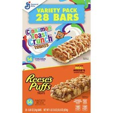 Reese's Puffs Cinnamon Toast Crunch Cereal Treat Bars Variety Pack, 28 ct