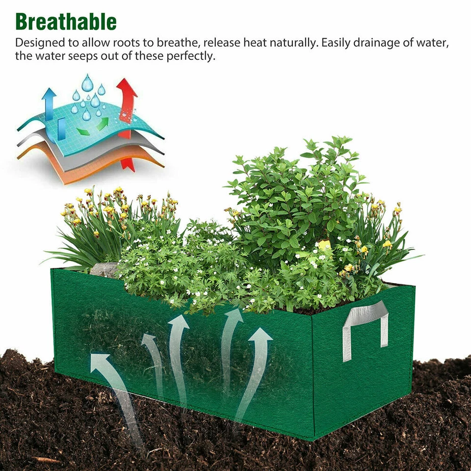 24x12x8in Planting Grow Bag Fabric Raised Flower Bed Garden Vegetable Planter US - Image 3 of 4