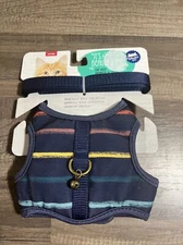 Whisker City Cat Vest Harness Leash Kitten Size NEW Navy With Colorful Stripes