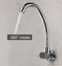Wall Mounted Brass Kitchen Sink Laundry Balcony 360  Swivel Cold Water Tap US