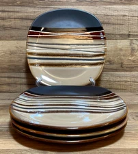 SET OF 4 - BETTER HOMES AND GARDENS HOME TRENDS BAZAAR BROWN SALAD PLATES