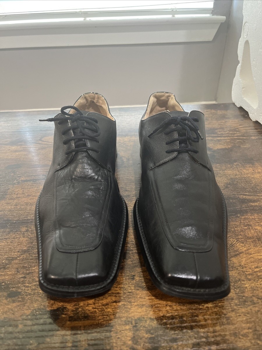靴 archive made in italy square-toe shoes Borgesi Beverly Hills Collection Black Leather Square Toe