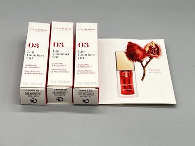 Pack Of 3 Clarins Lip Comfort Oil Enhances And Nourishes 03 Red Berry - 0.09 Oz