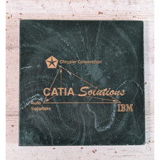 Vtg IBM CATIA Solutions Software Chrysler Corp Square Coaster 4" Green Advert