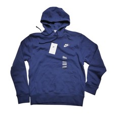 Nike Sportswear Club Fleece Hoodie Sweatshirt Mens Small Blue Logo Pullover
