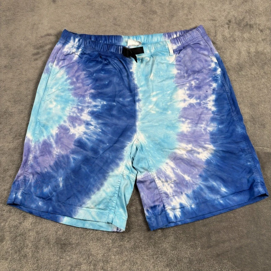 Gramicci Shorts Mens Medium Blue Tie Dye Belted Cotton Hiking Climbing