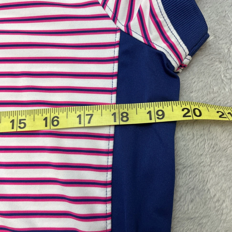 Vineyard Vines Golf Polo Shirt Womens M Pink Stripe Short Sleeve Whale Logo - Image 4 of 4