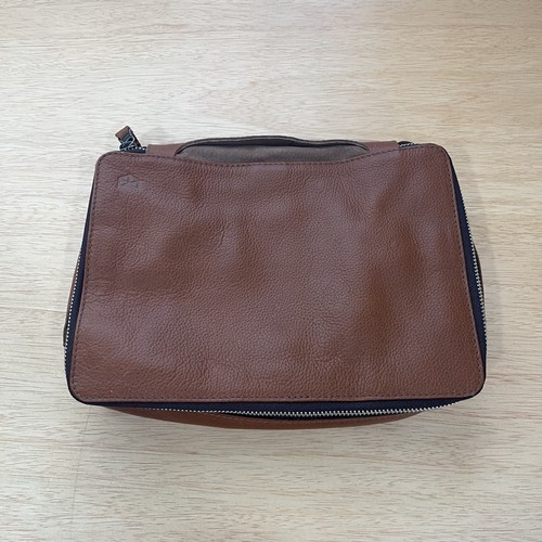 Capra Small Brown Leather Gear Pouch With Handle Handcrafted Leather Goods