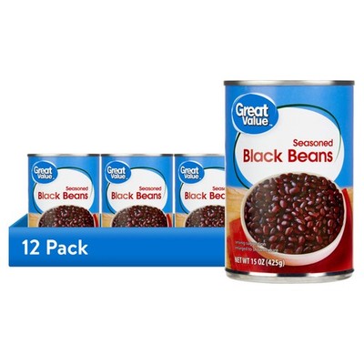(12 pack) Great Value Seasoned Black Beans, 15 oz Can,NEW PRODUCT EXPLOSION