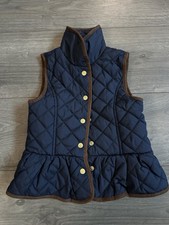 Janie and Jack Girl's Blue Quilted Buttoned Collared Vest Size 3 to 4 Years EUC
