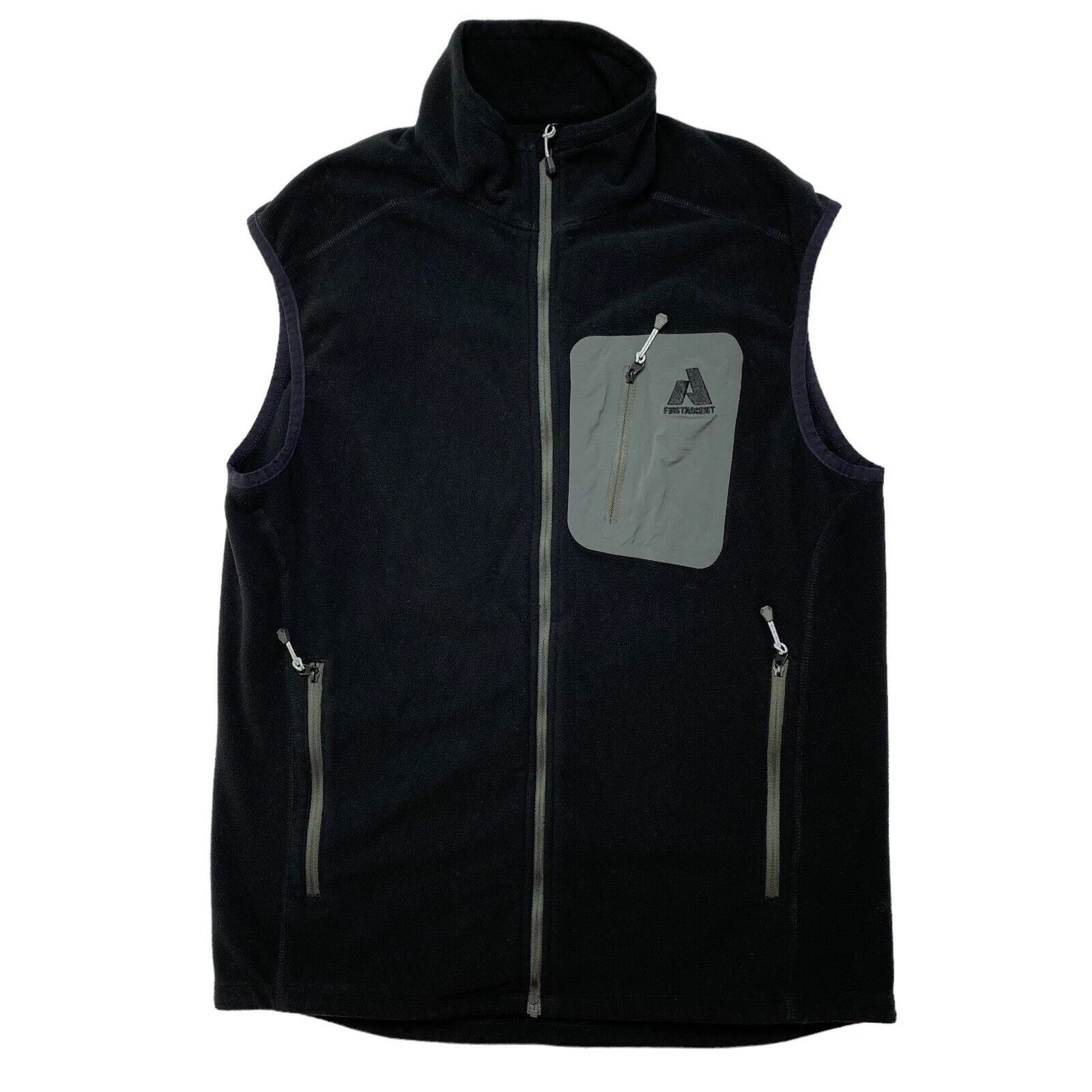 FIRST ASCENT EDDIE BAUER Black Fleece Full Zip Vest Size Small Mens Pockets