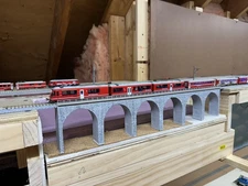 N Scale Stone Texture Bridge 18 Inch Viaduct Arch Bridge 1 Lane Version. New!