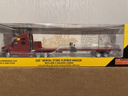 Norscot 1:50 CAT RENTAL STORE FLATBED HAULER IN ROT Hinweis ohne Baggerlader 02