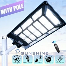 Commercial 99999999LM LED Outdoor Road Dusk to Dawn Solar Street Light Area Lamp