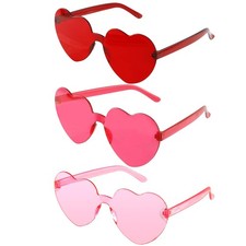 Valentine's Day Heart Sunglasses 3 Pack Rimless Heart-Shaped Party Accessory Set
